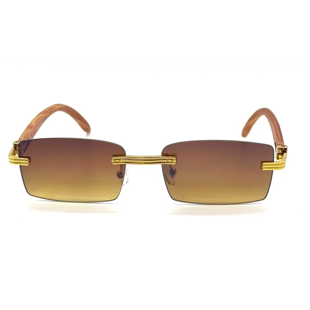 Rimless Sunglasses Men Hip Hop Black Rectangle‎ Fashion Shades Vintage Eyewear